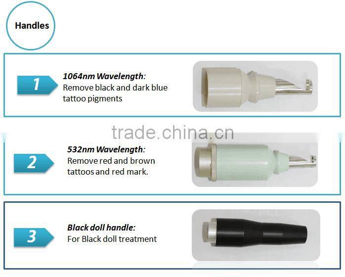 1064nm / 532nm / 1320nm 3model different wavelength Q switch nd yag laser tattoo removal machine for home use