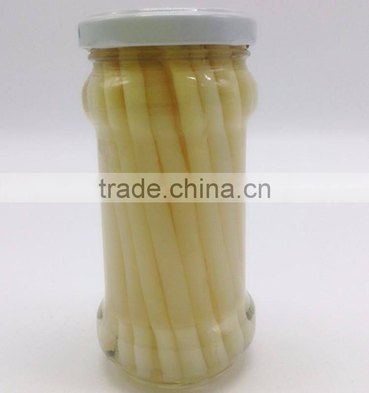 Fresh organic canned white asparagus in brine