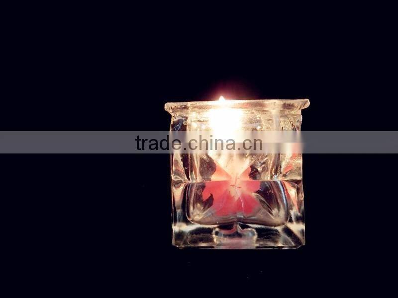 mini square shaped clear glass decorative candle holder