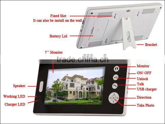 7" Large Screen Video Door Phone Wireless Intercom
