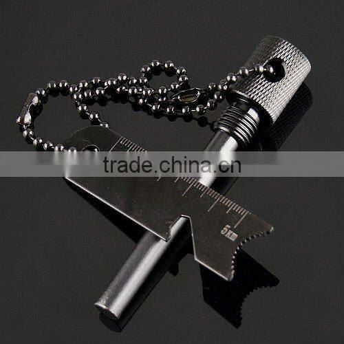 6-in-1 Flint Compass Scraper Bottle Opener Dividing Ruler Map Rangefinder