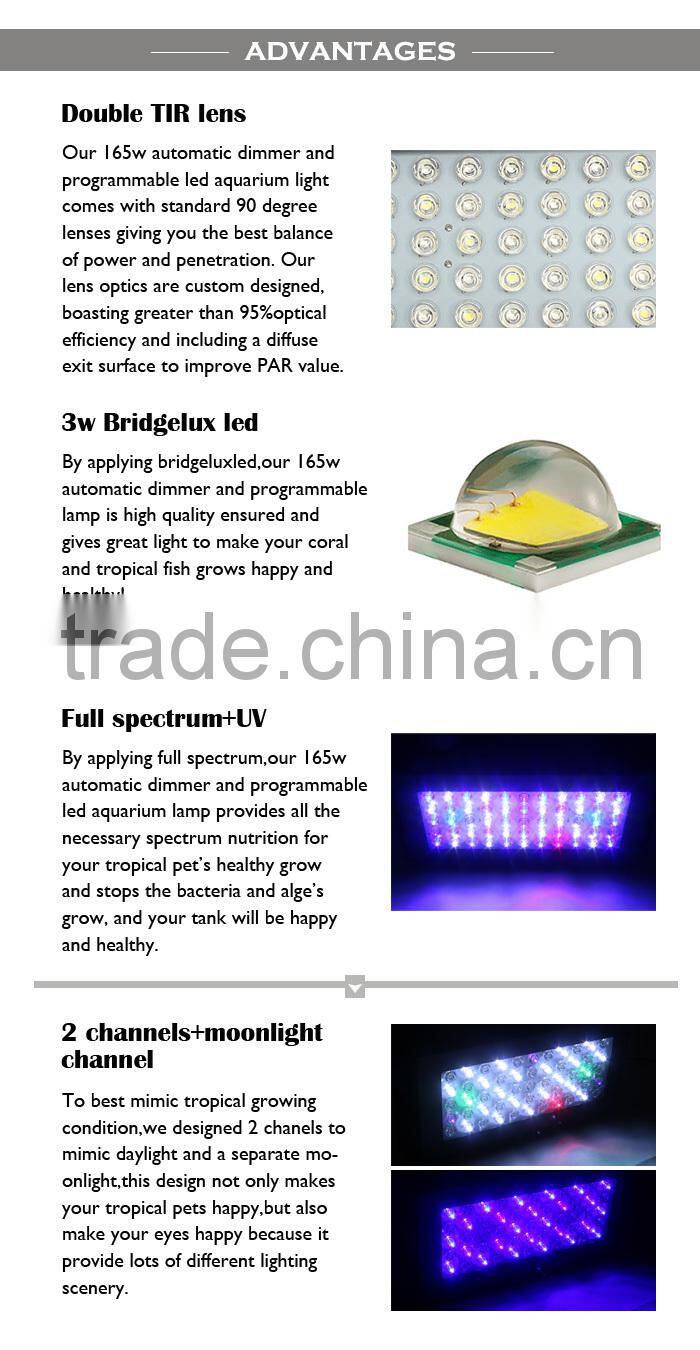 165w programmable led aquarium lighting for cora reef