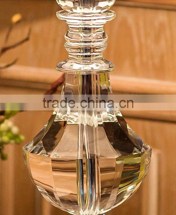 Luxury clear K9 crystal carving table lamp with white lampshade