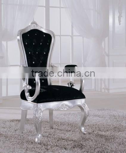 Luxury wooden dining room armchair in black color