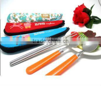 Portable takeaway 3pcs travel cutlery set with pouch bag
