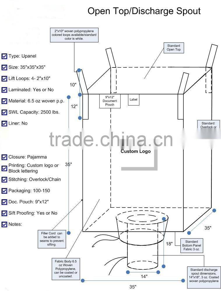 500kg Hongxiang Brand big bulk bag for scrap with top cover,construction waste container,fibc bulk bags