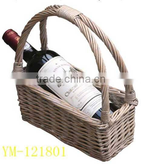 willow wine basket with glass