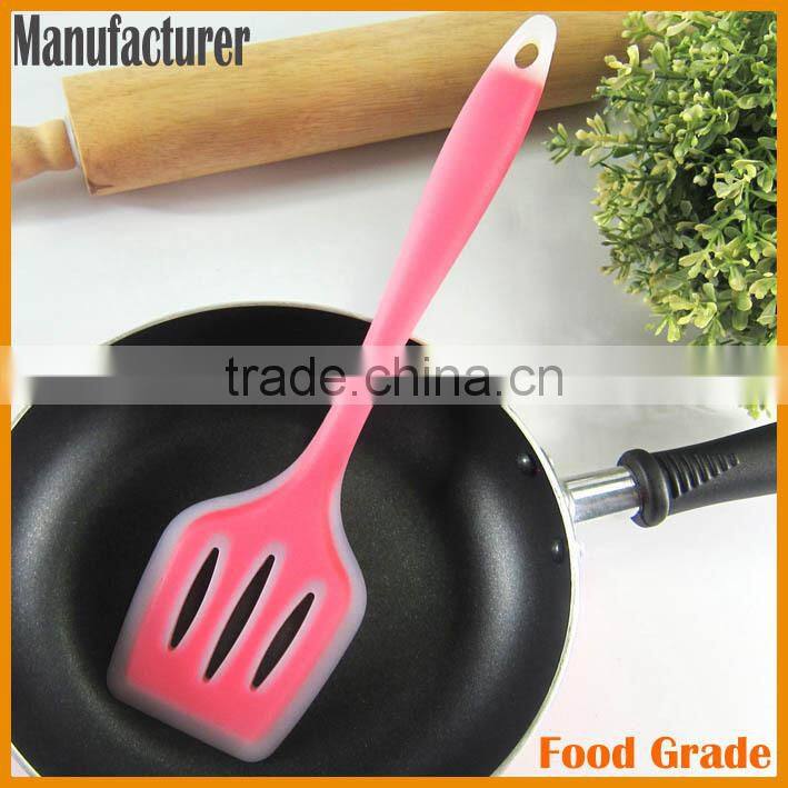 fda approved Heat Resistant flexible silicone slotted Spatula for Non-stick Pans or Stainless Steel