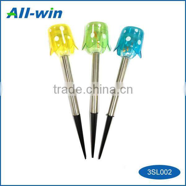 colorful solar light with white super bright LED, PP and stainless steel garden solar light