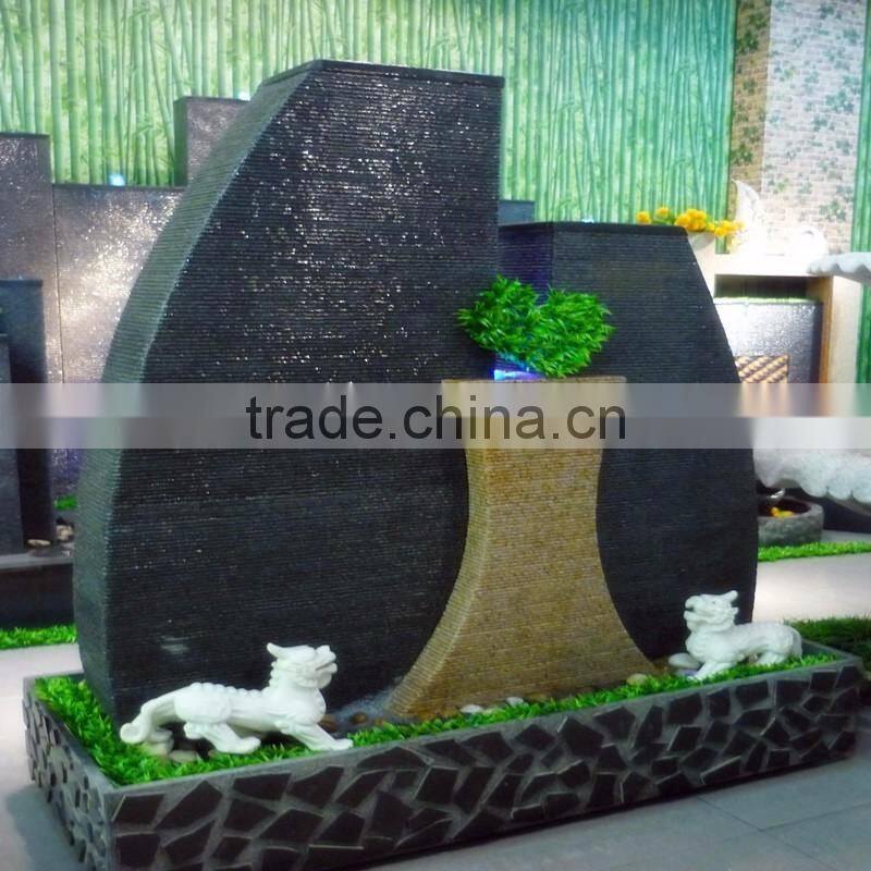 granite stone waterfall fountain decorative outdoor pillar