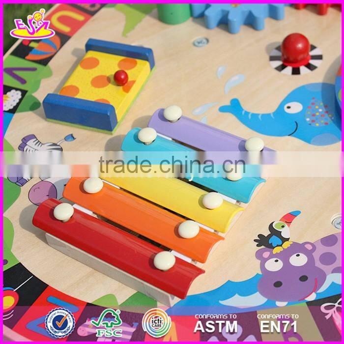 2017 New design multi-function toys wooden toddler activity table W12D065