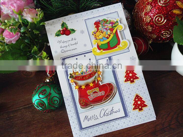 High Quality Paper Material Greeting Card Christmas Greeting Cards Handmade Paper Cut Christmas Greeting Cards Designs
