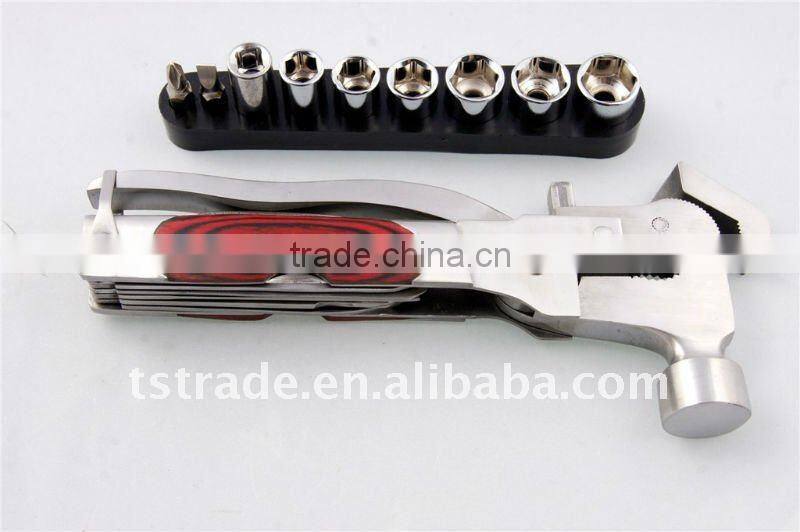 2014 new hardware multi tool wrench multi wrench stainless steel axe multi purpose hammer pocket rubber car tool K8931