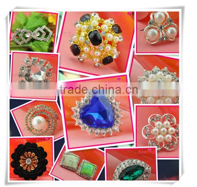 Keering open mold glass pearl crystal rhinestone shank button for wedding invitation