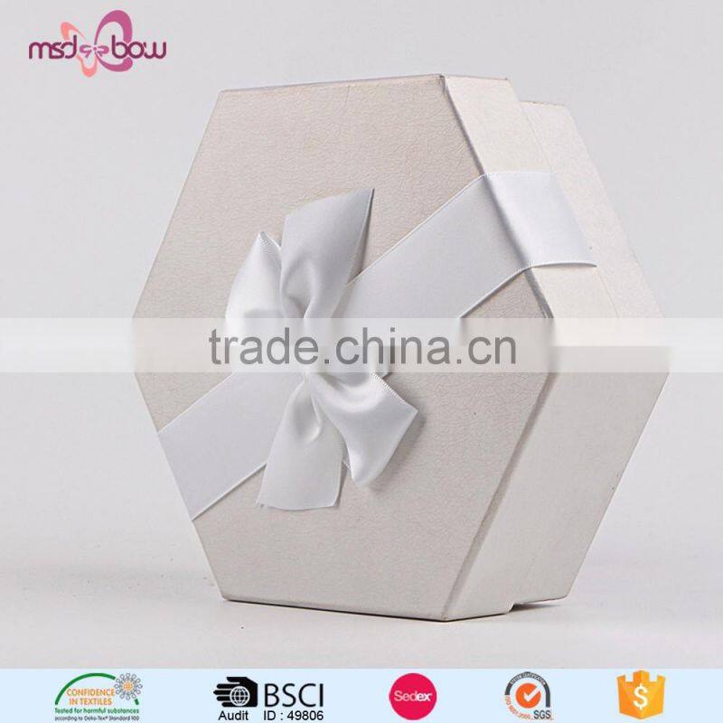 White double faced satin ribbon bow