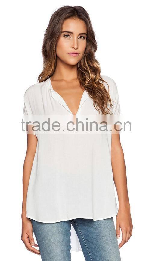 fashion ladies white blouse summer short sleeve chiffon women shirts