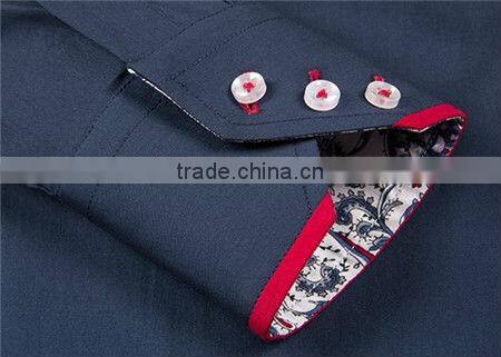 Luxury mens italian shirts contrast collar cuff double collar dress shirts