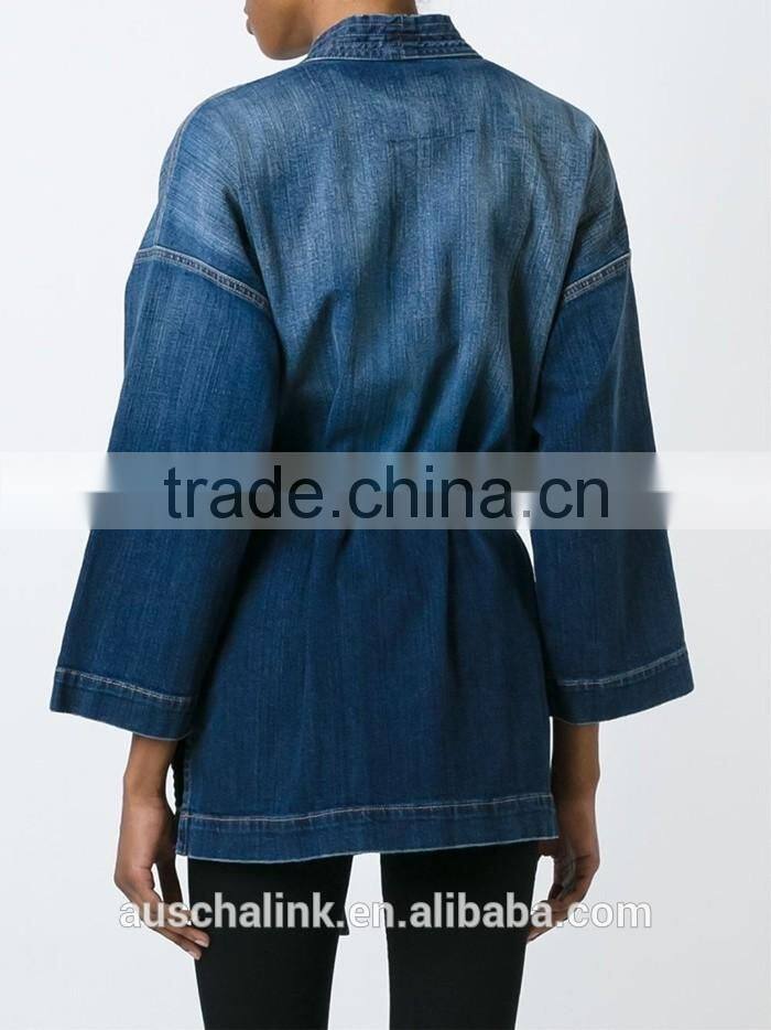 hot sale unique design lady denim kimono style jackets for sale