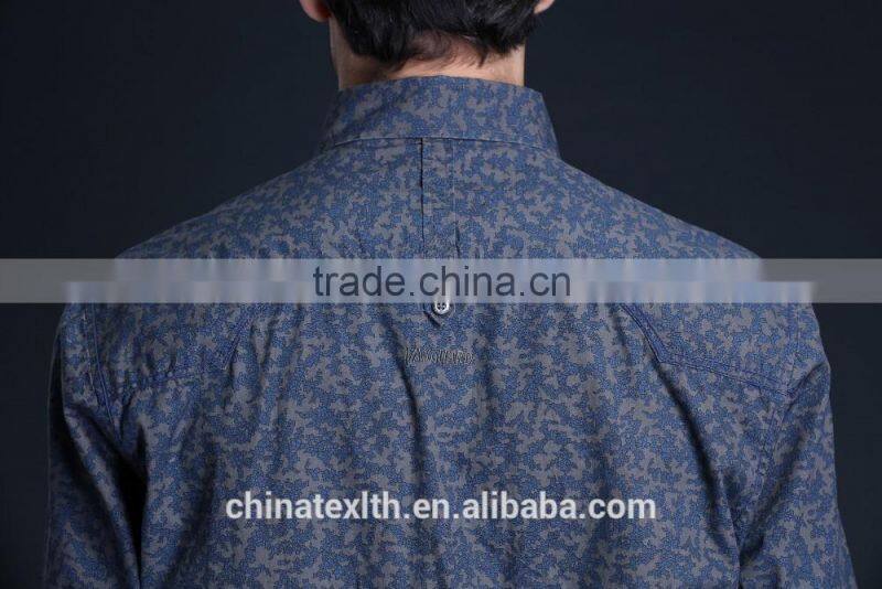 Fashion Long Sleeve Casual Design High Quality 100%Cotton Print Men Shirt