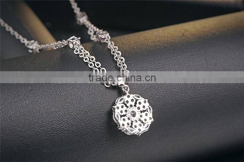 925 silver Unique chain snowflake diamond pendant necklace