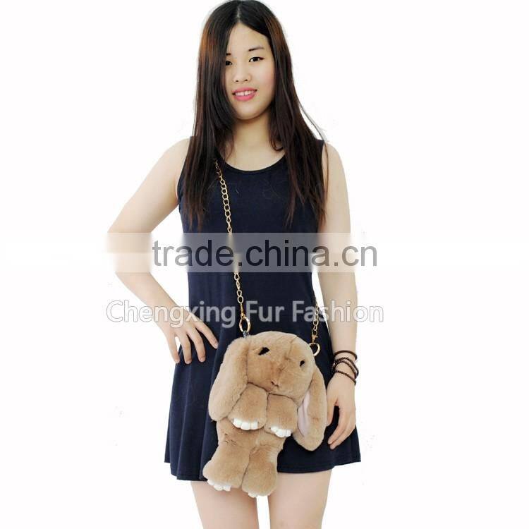 CX-H-15 Fashionable Cute Rabbit Fur Pattern Ladies Bag With Chain