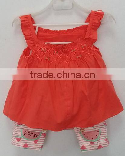 baby girls red dress with printed knit shorts 2 pcs suits for summer
