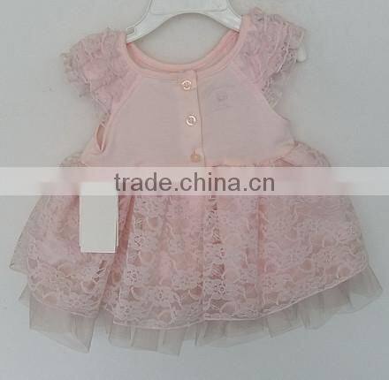 cute baby girls pink embroidered dress for 2016 summer