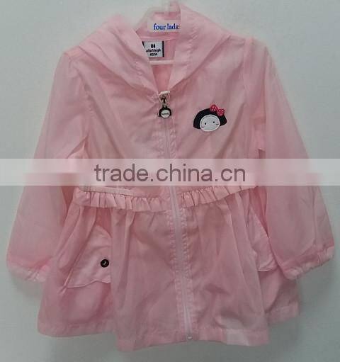 girls pink color wind proof coat for summer