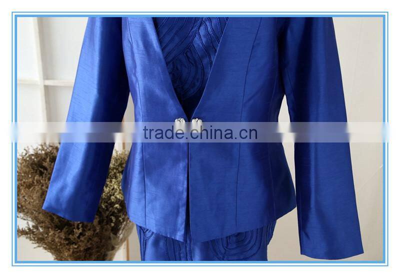 100% Polyester Three-piece Suit Dark Blue Wholesale Women Church Suits