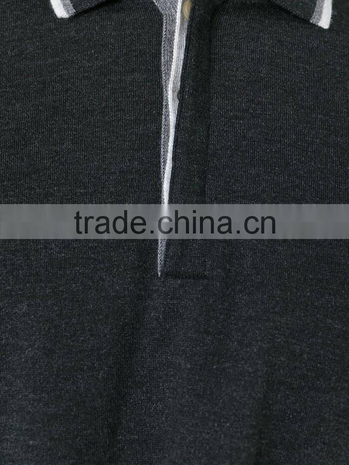Black cashmere-silk blend double mercerized cotton polo shirt for male on sale