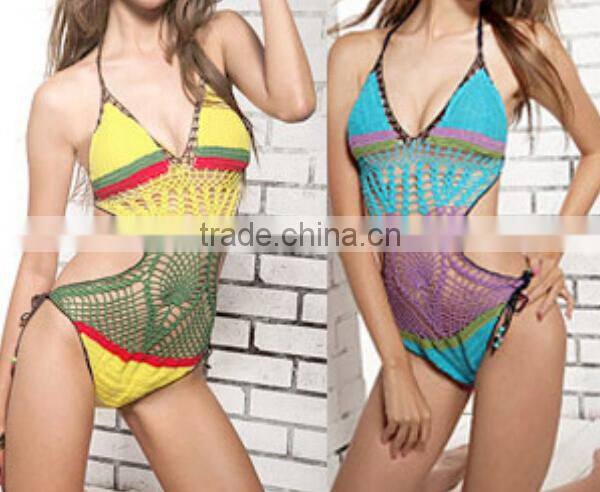 Sexy Hot One Piece Swimsuit Push Up Bikini Hollow Crochet Knitting Bikini