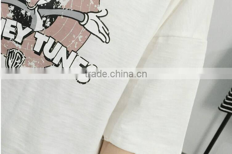 Cartoon printing loose cotton joker round collar short sleeve T-shirt girl summer