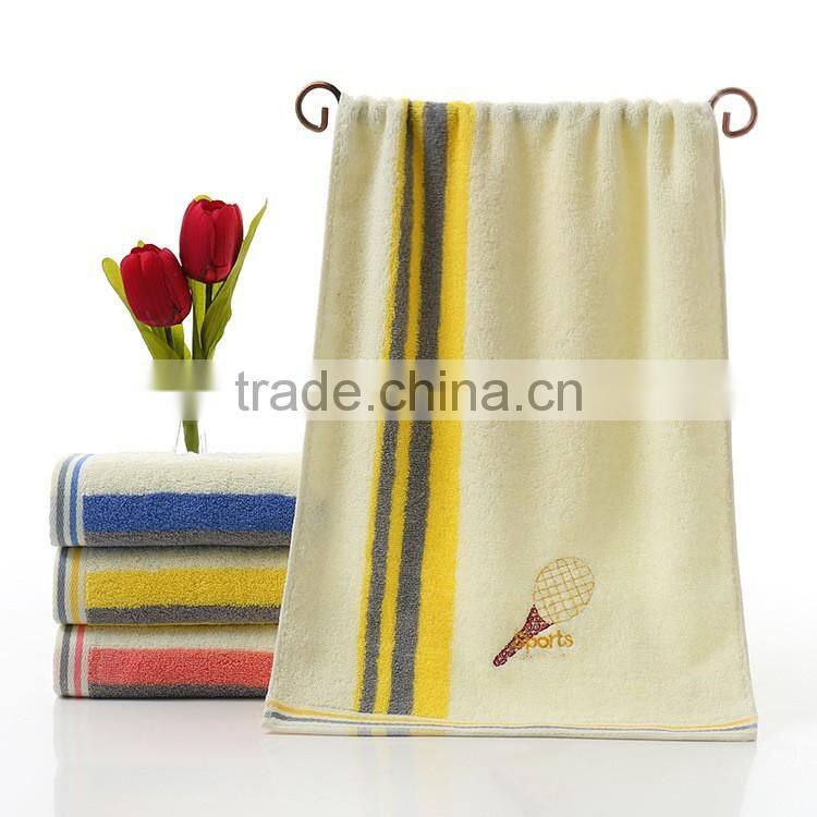 Dobby border emboridered logo yarn color dyed sports towel
