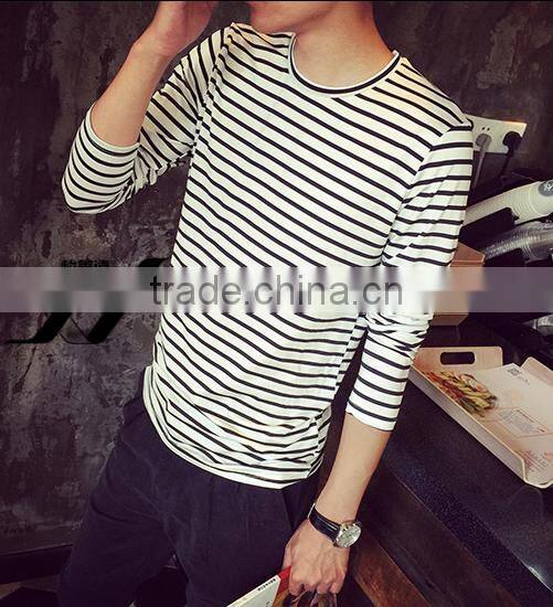 Men Stripe long sleeve cheap tshirt