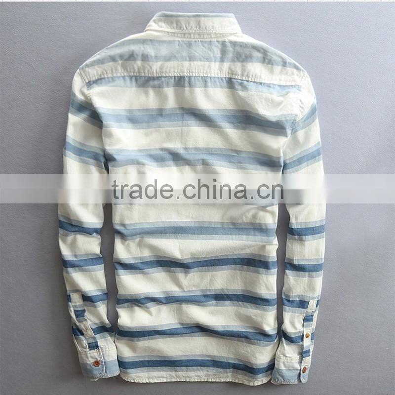 men fashion 100% cotton long sleeve custom striped casual shirt