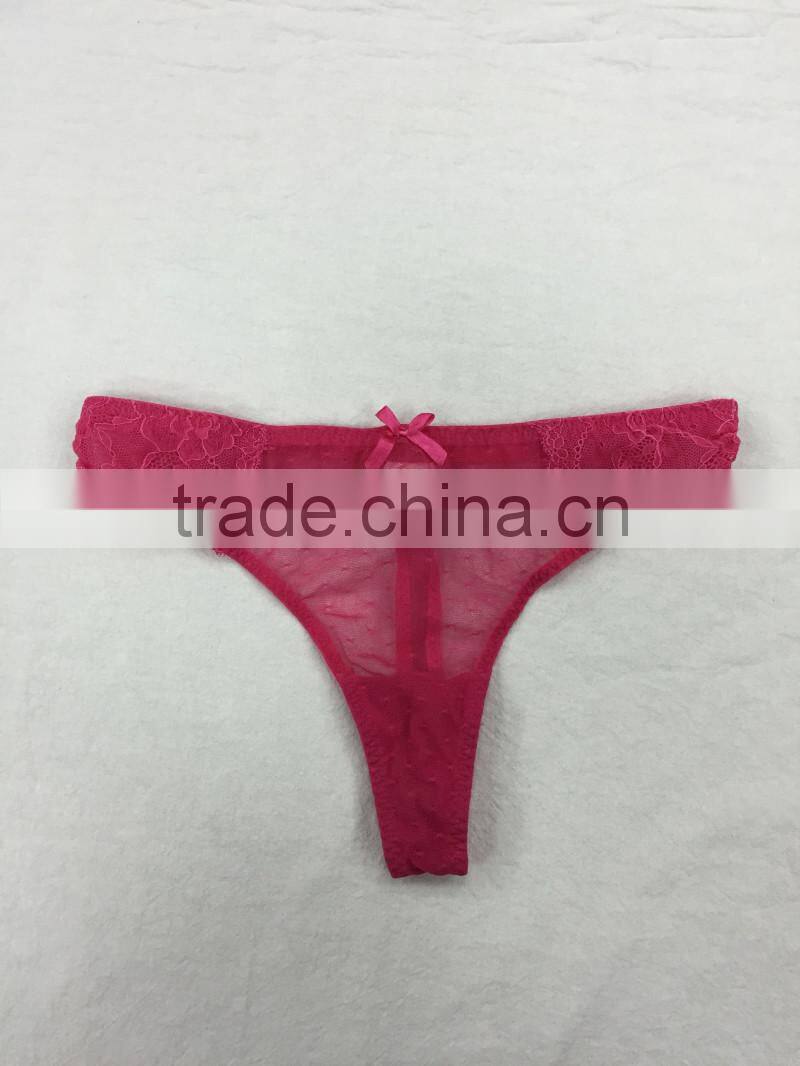 Wholesale ladies' sexy fancy panty thong sex lace g-string young girls thong underwear nylon panties for girl