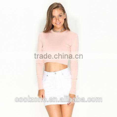 2014 Women's Autumn Latest Sweater Knit Long Sleeves Crop Wholesale Women Tops