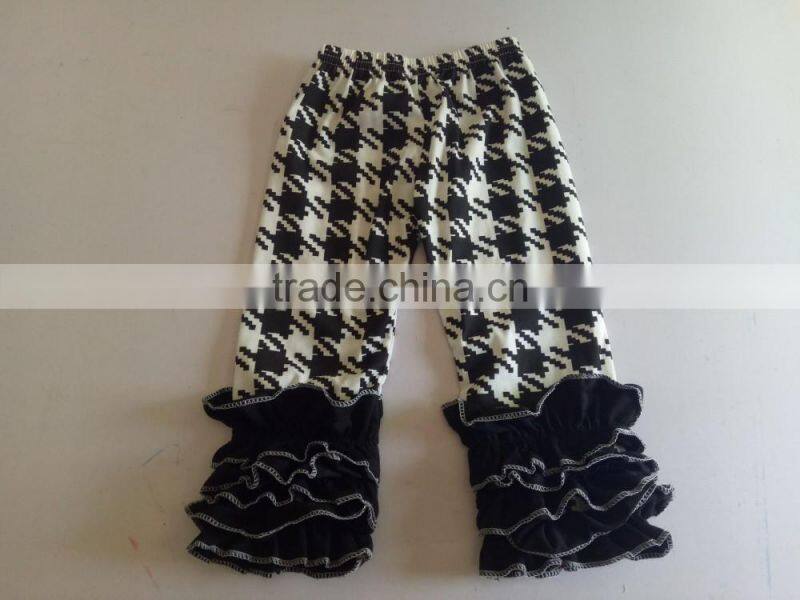 wholesale icing girls pants houndstooth leggings baby icing ruffle pants
