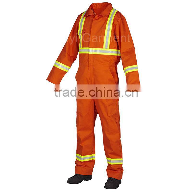 ykk zipper hi vis orange flame retardant workwear coverall