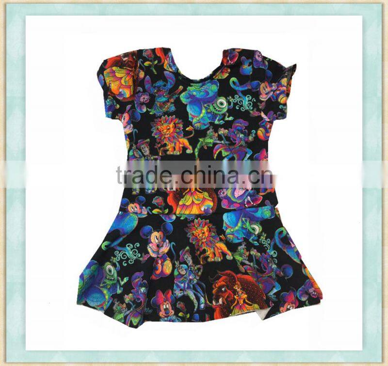 Cotton pinafore dress children mouse paradise cartoon print boutique baby girs dress