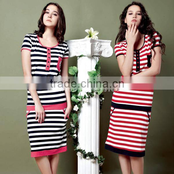 Wholesale fashion summer stripe designed 1 pc pajama for women