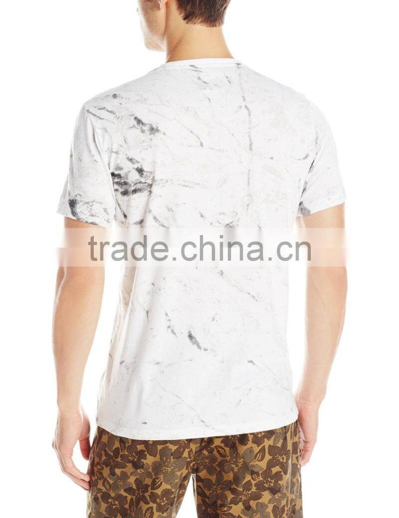 hot sale silkscreen digital full print short sleeve V- neck marble t shirt wholesale
