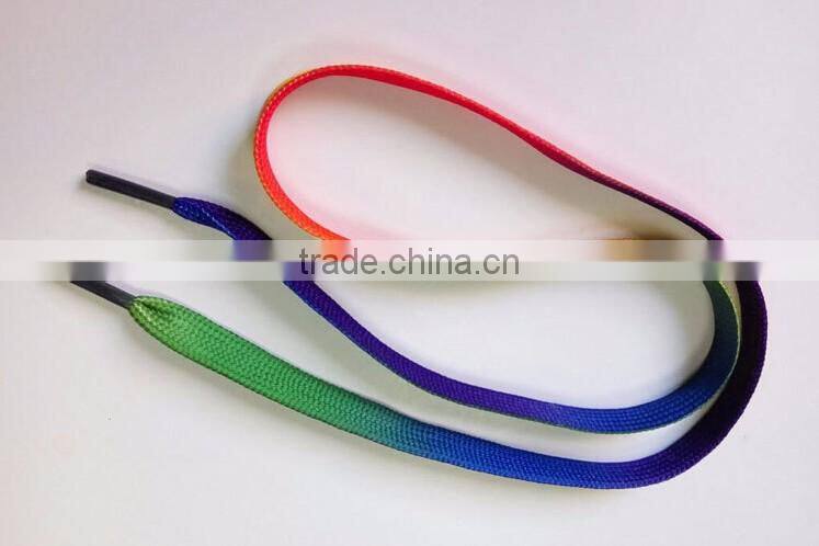 Casual color shoelaces flat colorful lace rainbow gradient color polyester lace