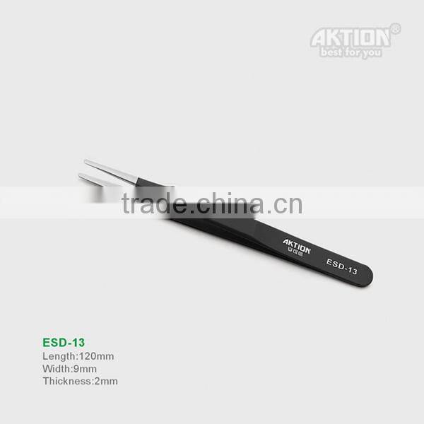 Factory direct sale ESD10-17anti-static tip elbow201stainless steel tweezers