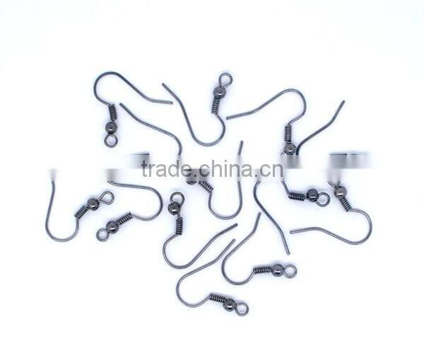 100 Pairs Gunmetal Ear Wire Hooks W/Ball Eearring Findings 18x19mm