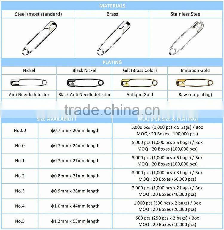 High Grade Safety Pin for daily use made in Japan