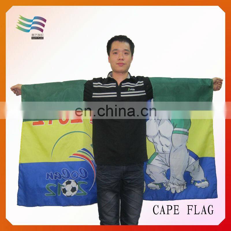 Custom Sports Purple Silk Fan Body Cape Flag 2014 World Cup