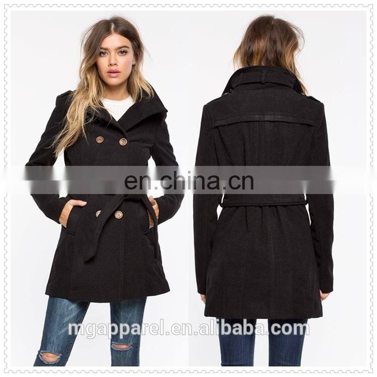 best selling classic wool-blend double-breasted women's coat wholesale