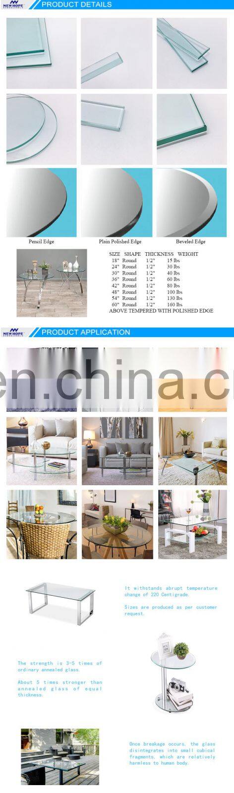 Simple design household clear tempered glass table top