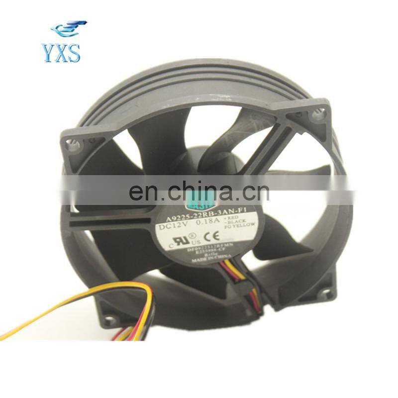 A9225-22RB-3AN-F1 DC 12V 0.18A 3 Wires Round Cooling Fan